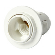 Патрон пластиковый E14 с гайкой белый e.lamp socket with nut.E14.pl.white, E.NEXT мини-фото